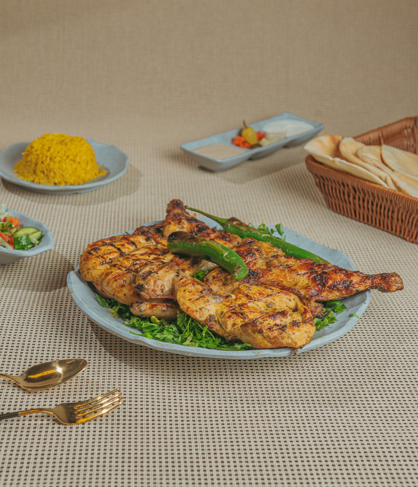 فرخة كامله مشوية علي الفحم